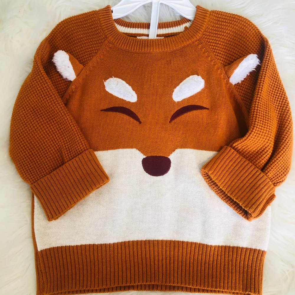 Cat & Jack Fox Sweater & Burgundy Jogger -18months - Picture 2 of 6